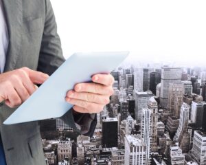 Business owner reviewing commercial property options