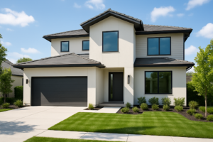 Curb appeal of staged home exterior for sale