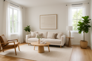 Modern staged living room for home sale